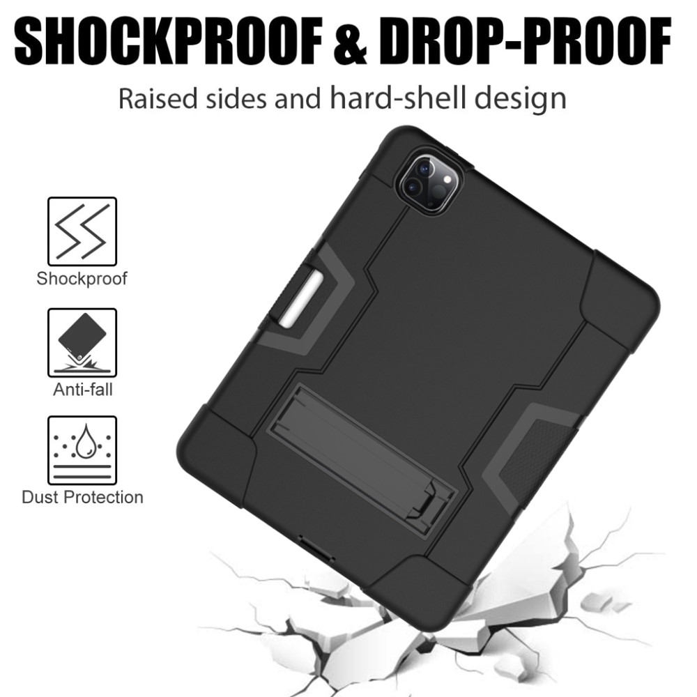  iPad Pro 12.9 (2020/2021) - Shockproof Skal Med Kickstand - Svart