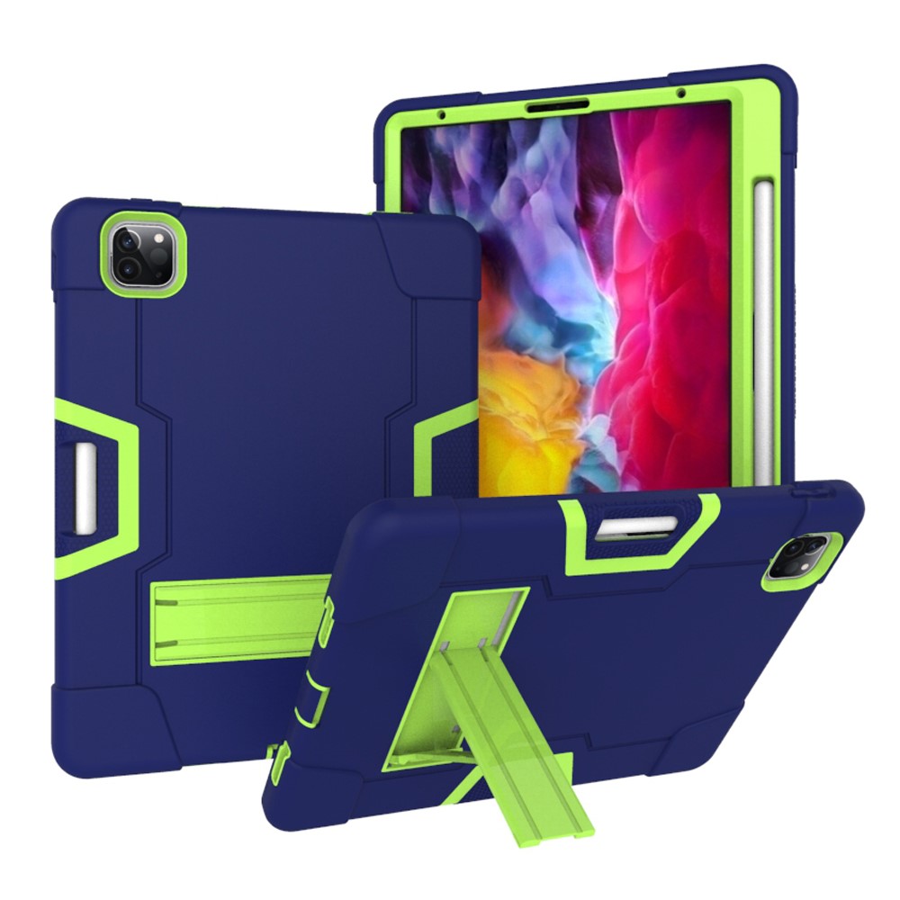  iPad Pro 12.9 (2020/2021) - Shockproof Skal Med Kickstand - Mörk Blå/Grön