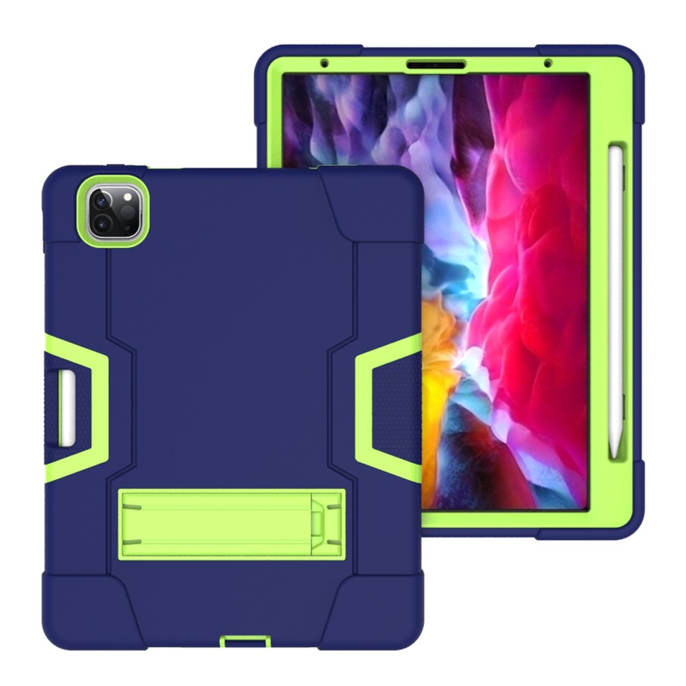  iPad Pro 12.9 (2020/2021) - Shockproof Skal Med Kickstand - Mörk Blå/Grön