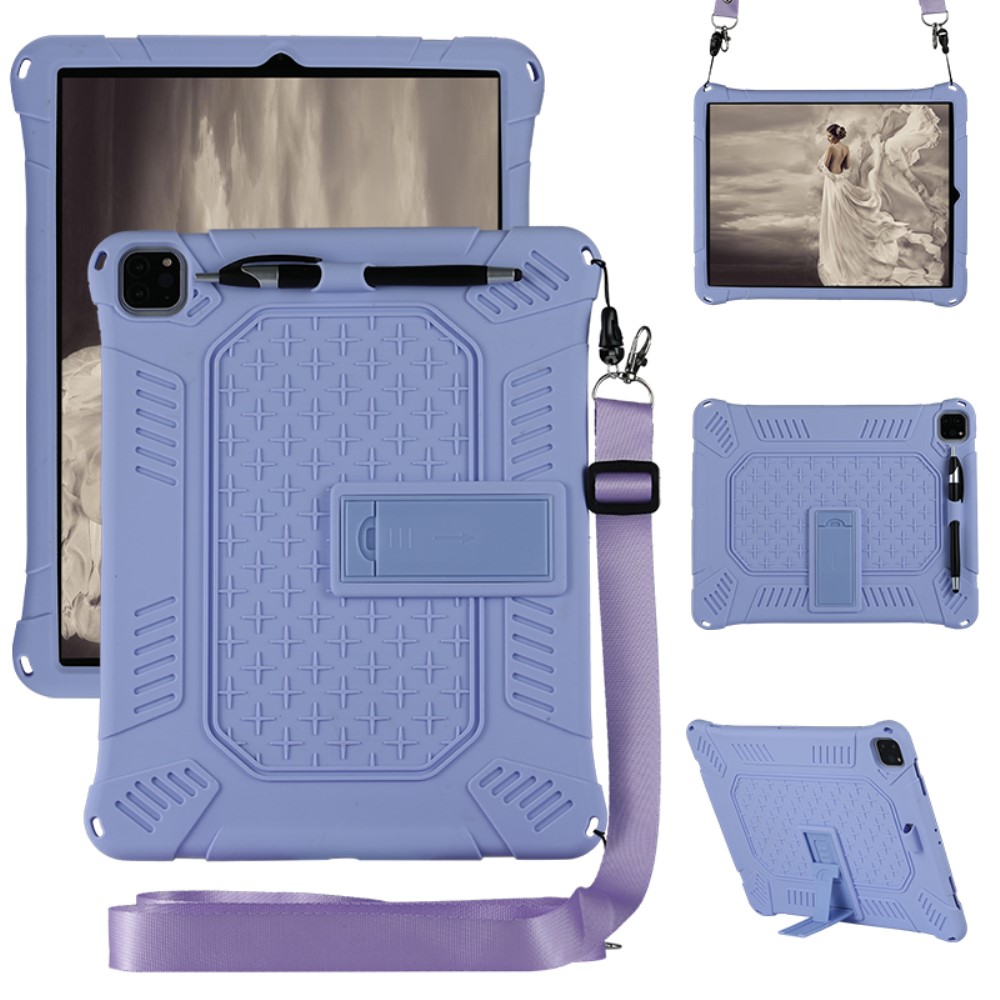  iPad Pro 12.9 (2018/2020/2021) - Hybrid Skal Kickstand Och Rem - Lila