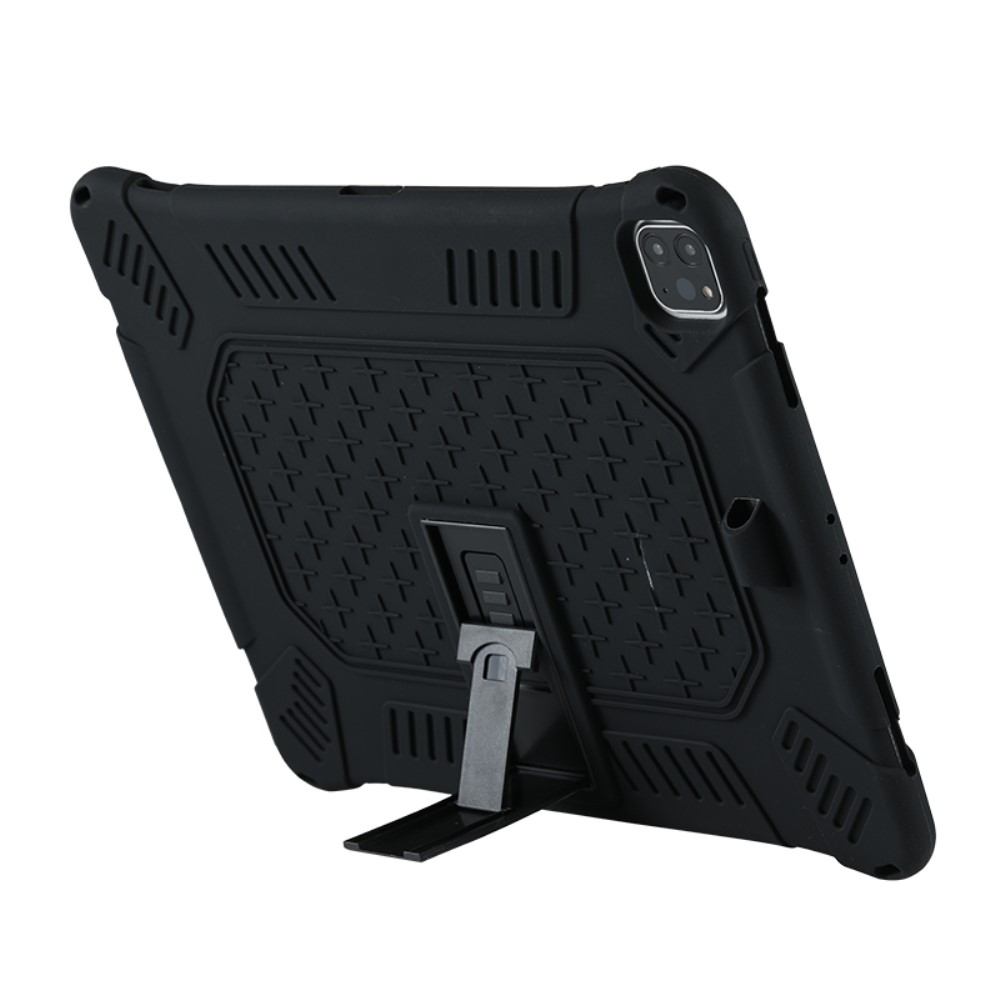  iPad Pro 12.9 (2018/2020/2021) - Hybrid Skal Kickstand Och Rem - Svart