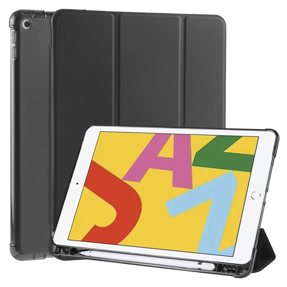  iPad 10.2 2019/2020/2021 Fodral Tri-Fold Med Pennhållare Svart