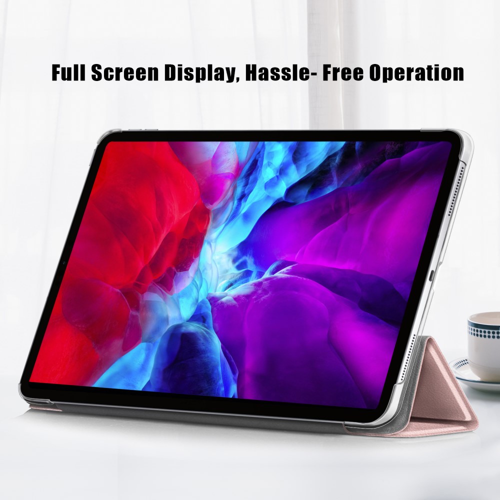  iPad Pro 12.9 (2018/2020/2021) - Tri-Fold Läder Fodral - Roséguld