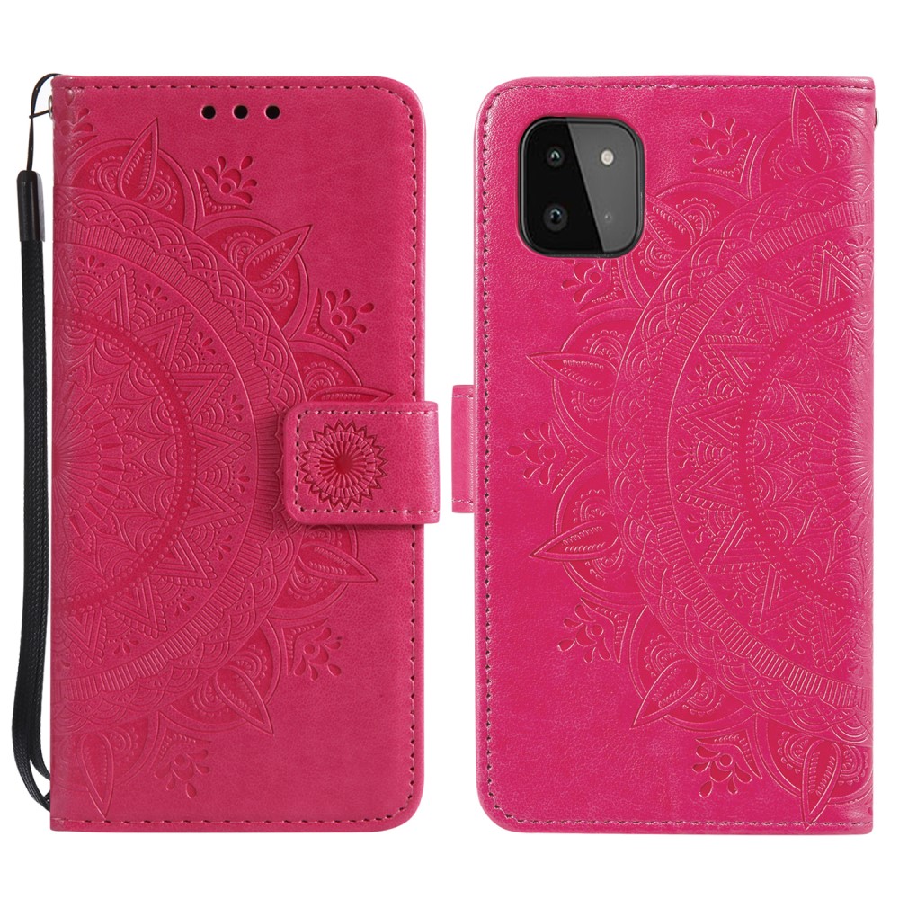  Samsung Galaxy A22 5G - Mandala Läder Fodral - Rosa
