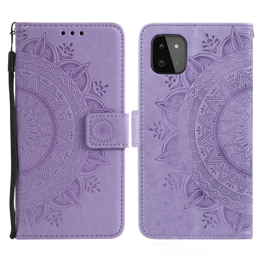  Samsung Galaxy A22 5G - Mandala Läder Fodral - Lila