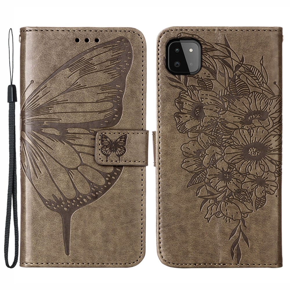  Samsung Galaxy A22 5G - Butterfly Plånboksfodral - Grå