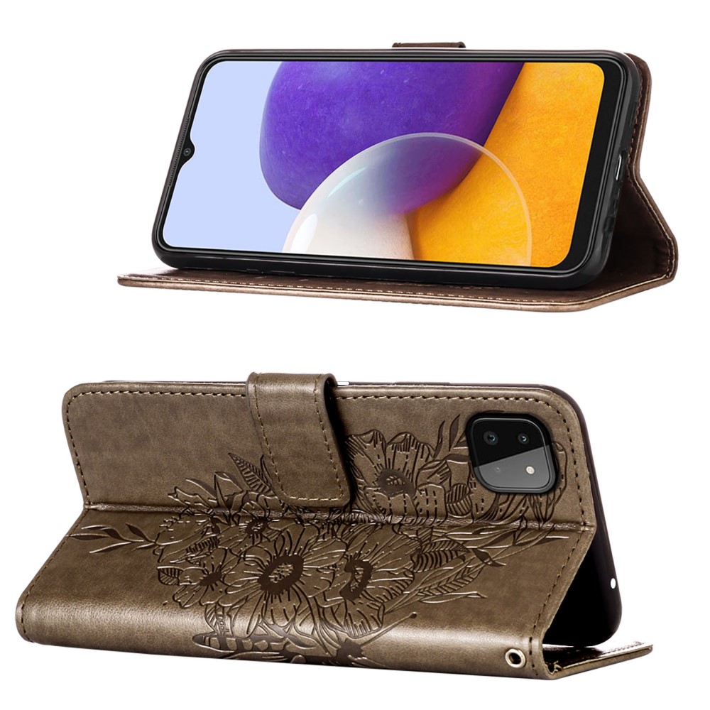  Samsung Galaxy A22 5G - Butterfly Plånboksfodral - Grå