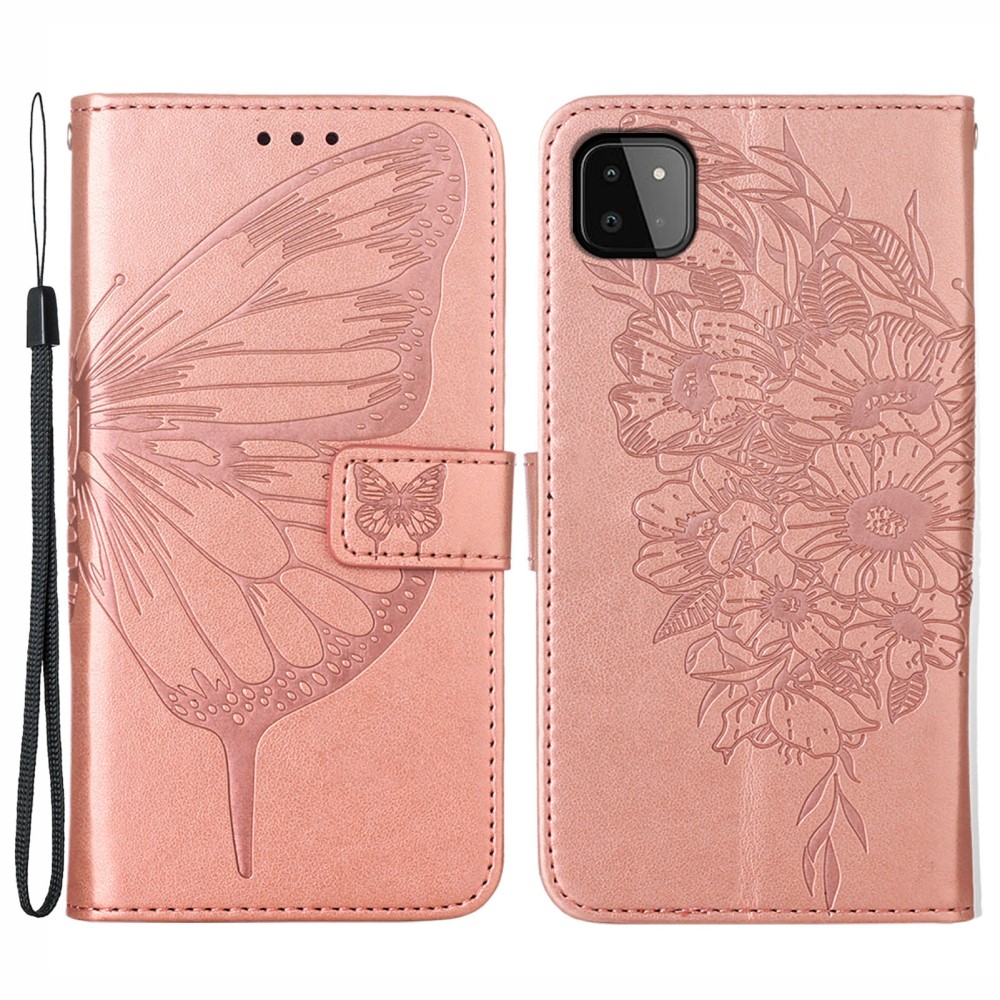  Samsung Galaxy A22 5G - Butterfly Plånboksfodral - Roséguld