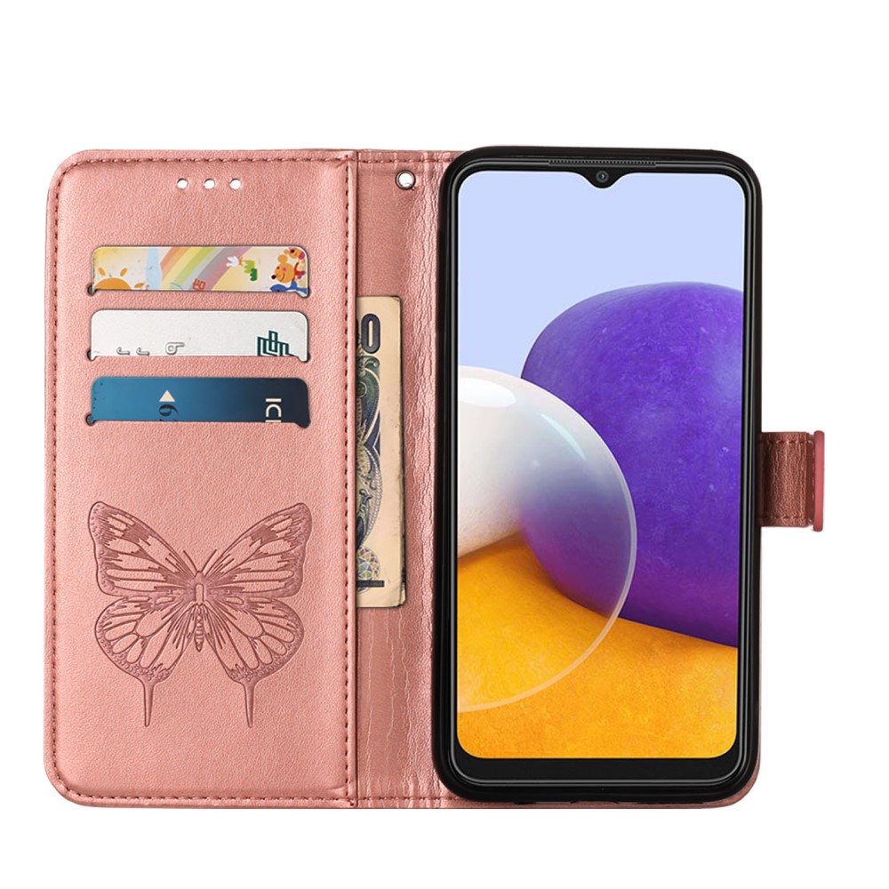  Samsung Galaxy A22 5G - Butterfly Plånboksfodral - Roséguld