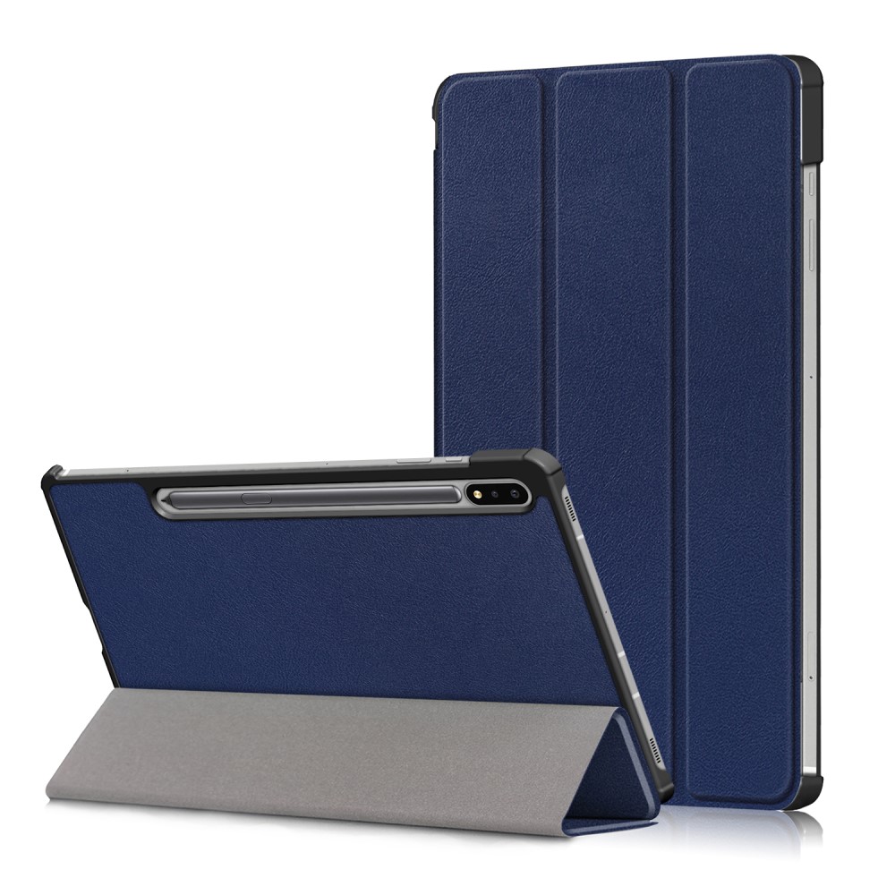  Galaxy Tab S7 FE/S7 Plus/S8 Plus Tri-Fold Läder Fodral Blå