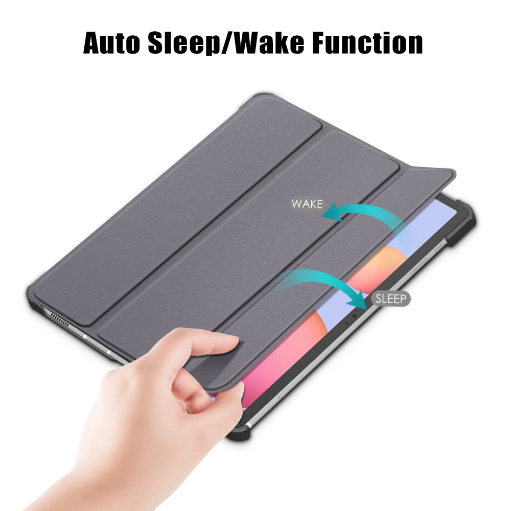  Galaxy Tab S7 FE/S7 Plus/S8 Plus Tri-Fold Läder Fodral Grå