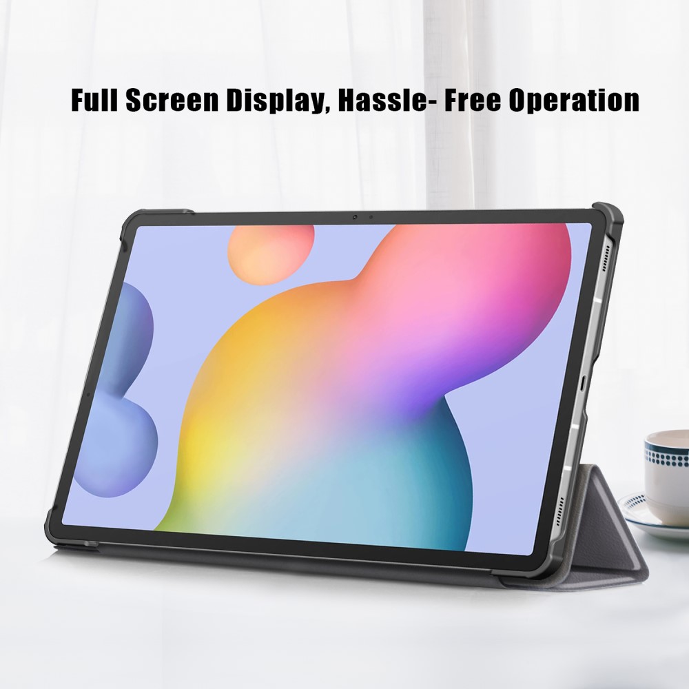  Galaxy Tab S7 FE/S7 Plus/S8 Plus Tri-Fold Läder Fodral Grå