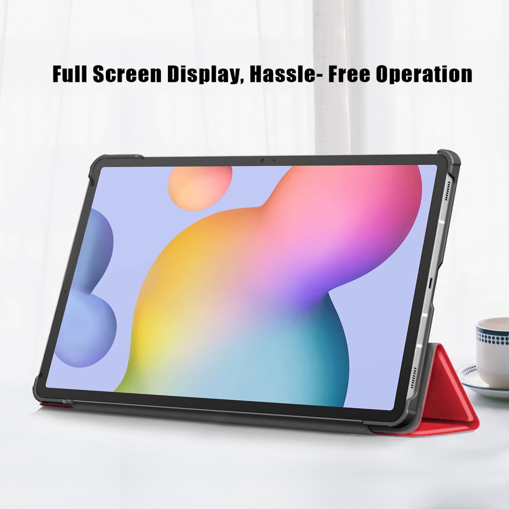  Galaxy Tab S7 FE/S7 Plus/S8 Plus Tri-Fold Läder Fodral Röd