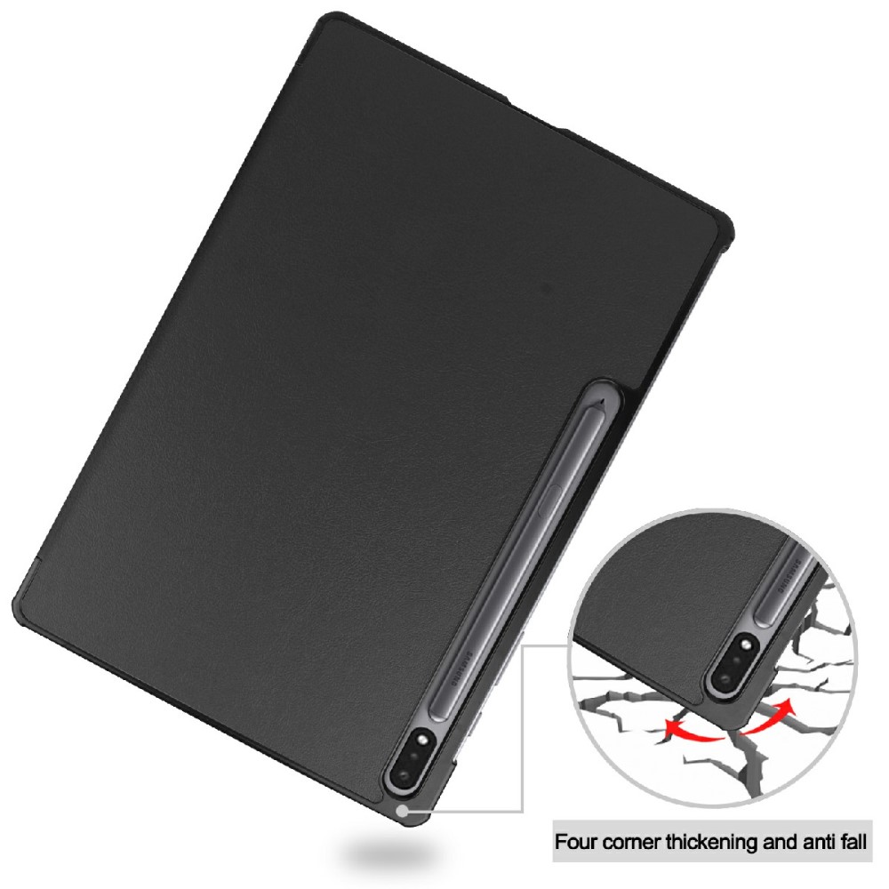  Samsung Galaxy Tab S7 FE / S7 Plus / S8 Plus Fodral Tri-Fold Svart