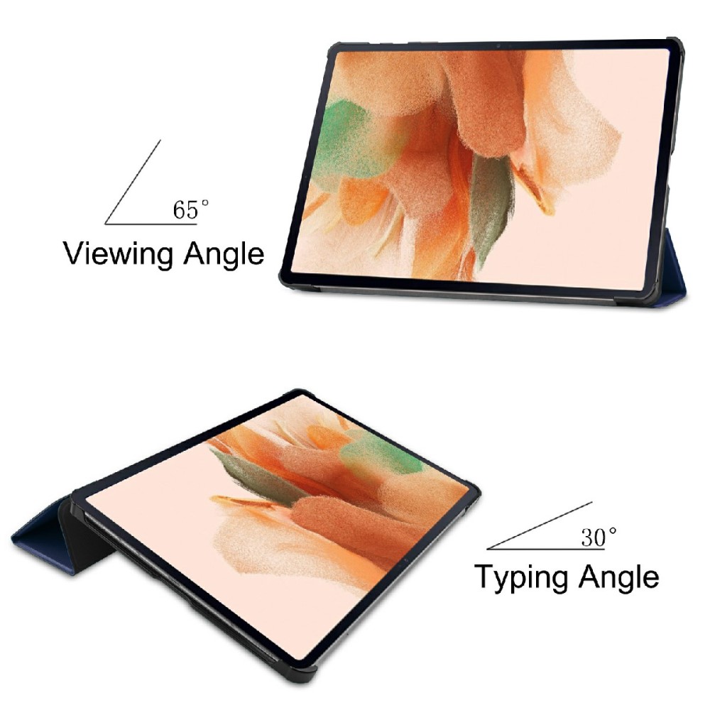  Samsung Galaxy Tab S7 FE / S7 Plus / S8 Plus Fodral Tri-Fold Mörk Blå