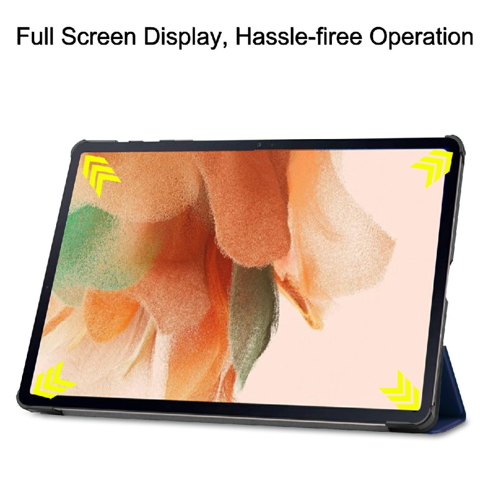  Samsung Galaxy Tab S7 FE / S7 Plus / S8 Plus Fodral Tri-Fold Mörk Blå