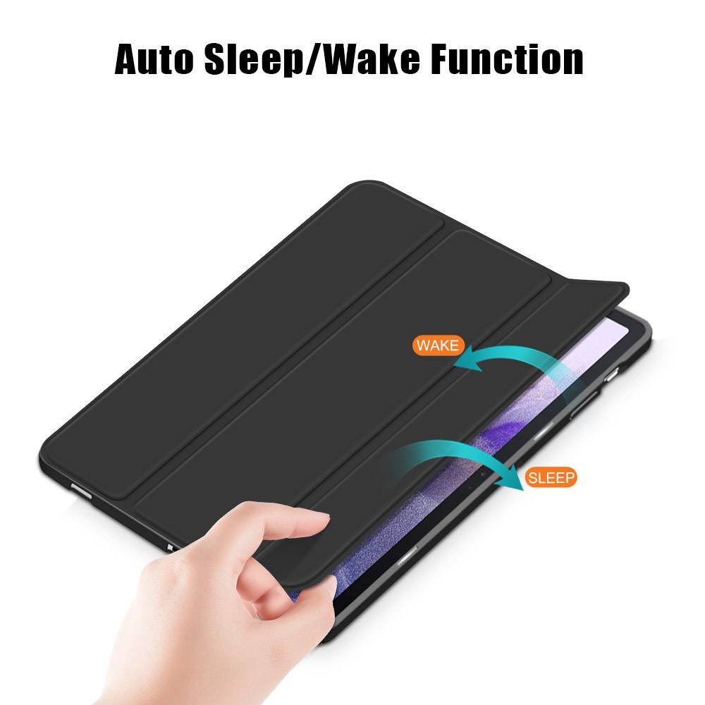  Galaxy Tab S7 FE/S7 Plus/S8 Plus Tri-Fold Fodral Med Pennhållare Svart