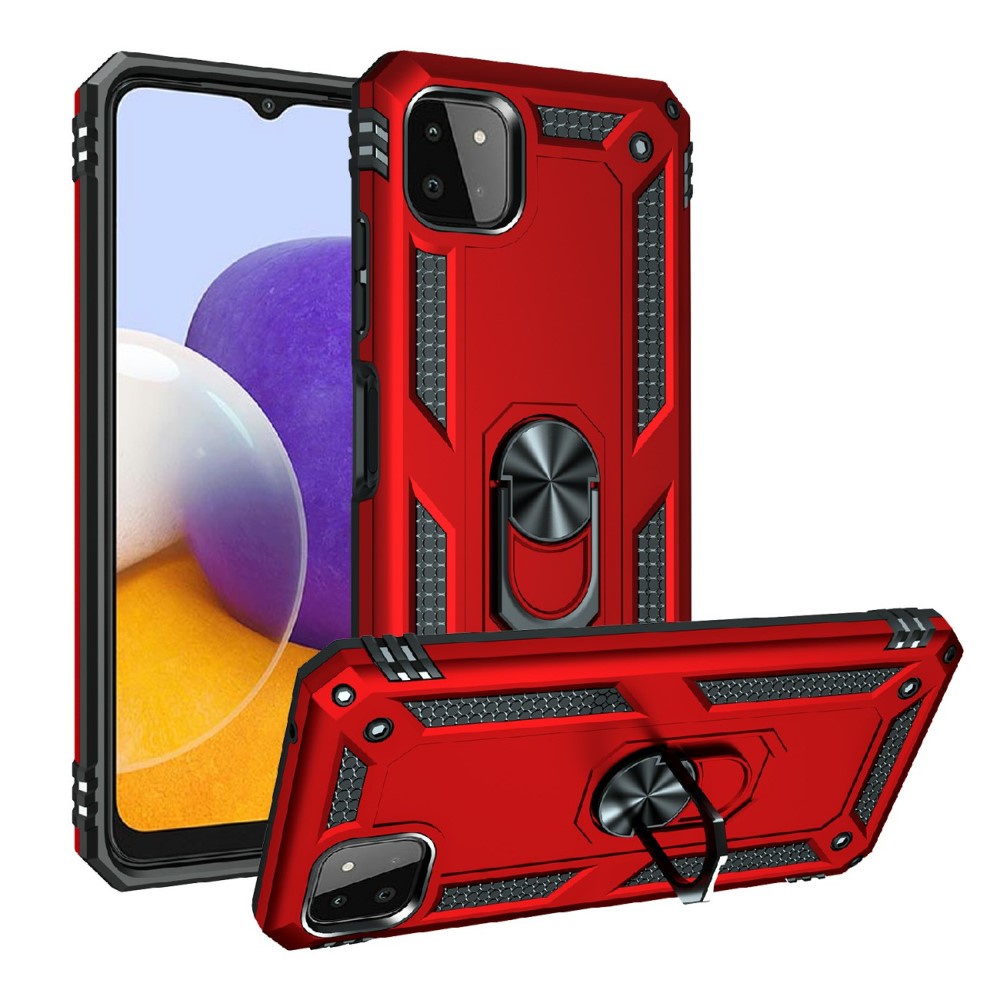  Samsung Galaxy A22 5G - Armor Hybrid Ring Skal - Röd