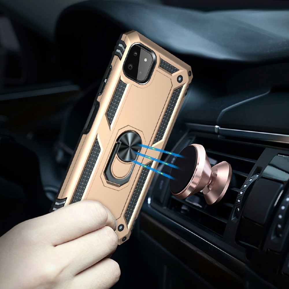  Samsung Galaxy A22 5G - Armor Hybrid Ring Skal - Guld