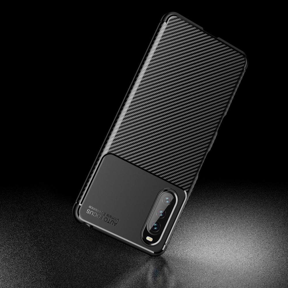  Sony Xperia 10 III - Kolfiber Textur Skal - Svart