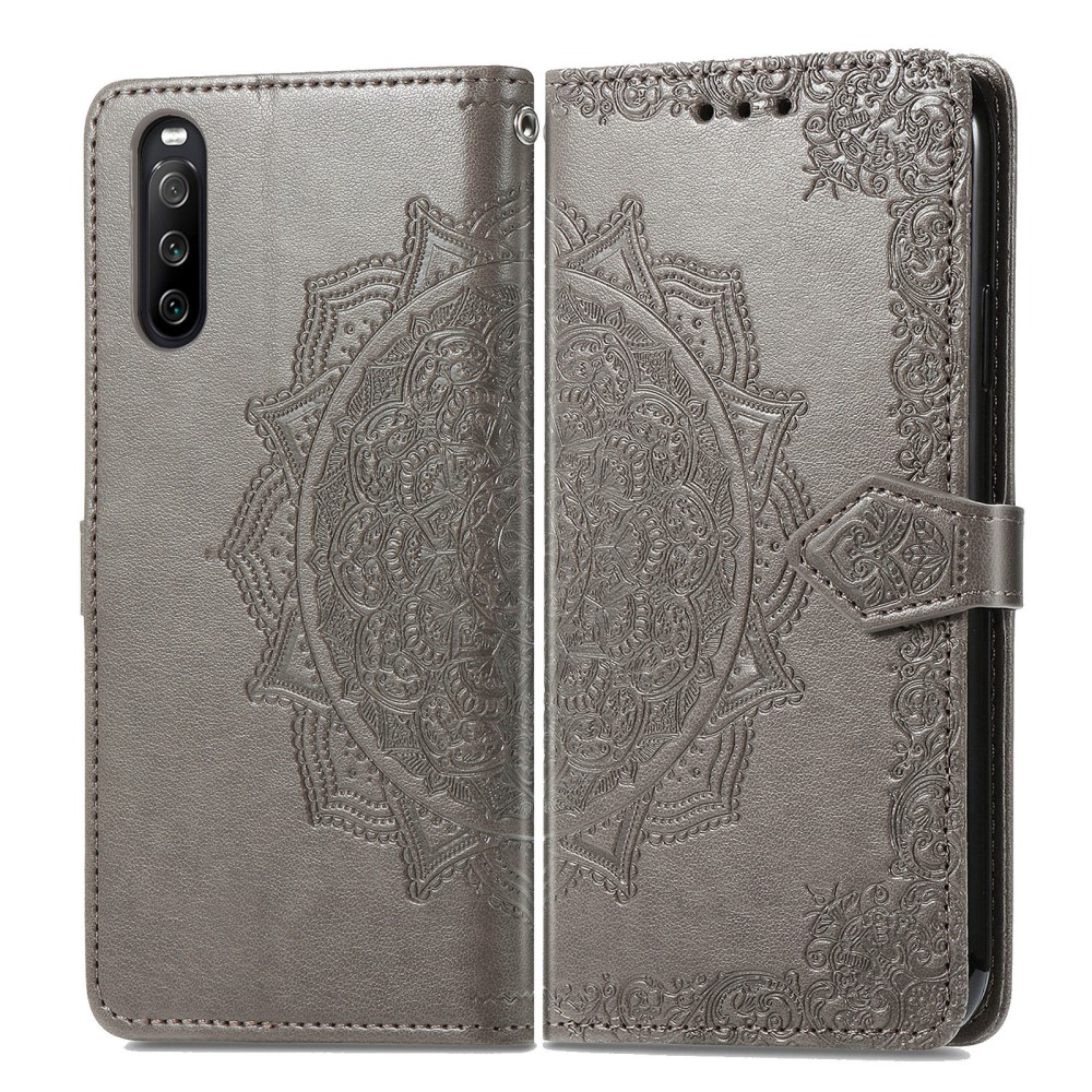  Sony Xperia 10 III - Mandala Läder Fodral - Grå