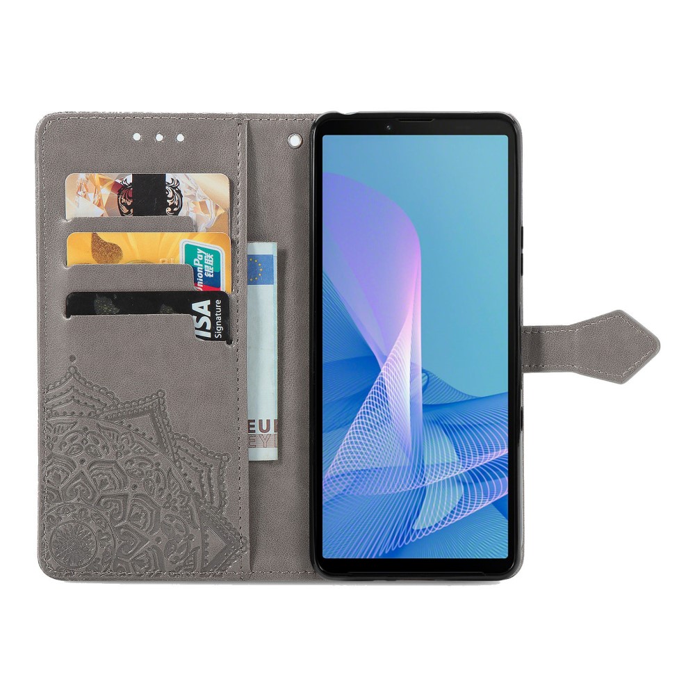  Sony Xperia 10 III - Mandala Läder Fodral - Grå