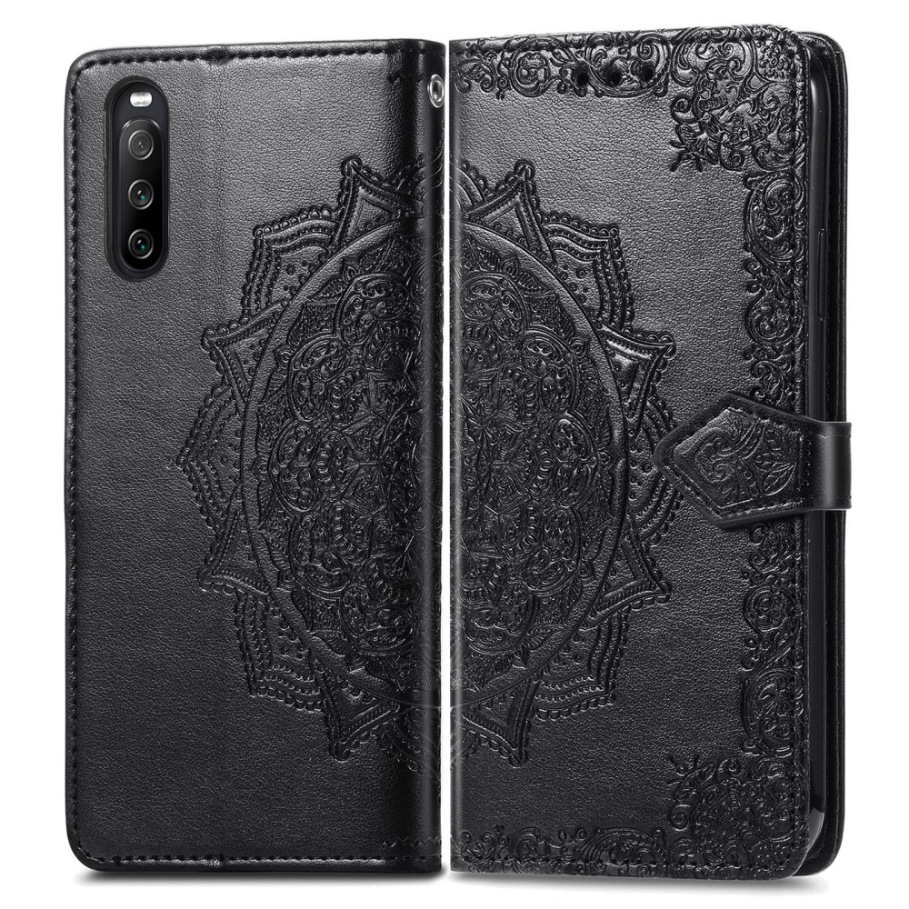 Sony Xperia 10 III - Mandala Läder Fodral - Svart