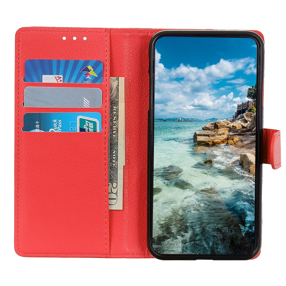  Samsung Galaxy A22 5G - Litchi Läder Fodral - Röd