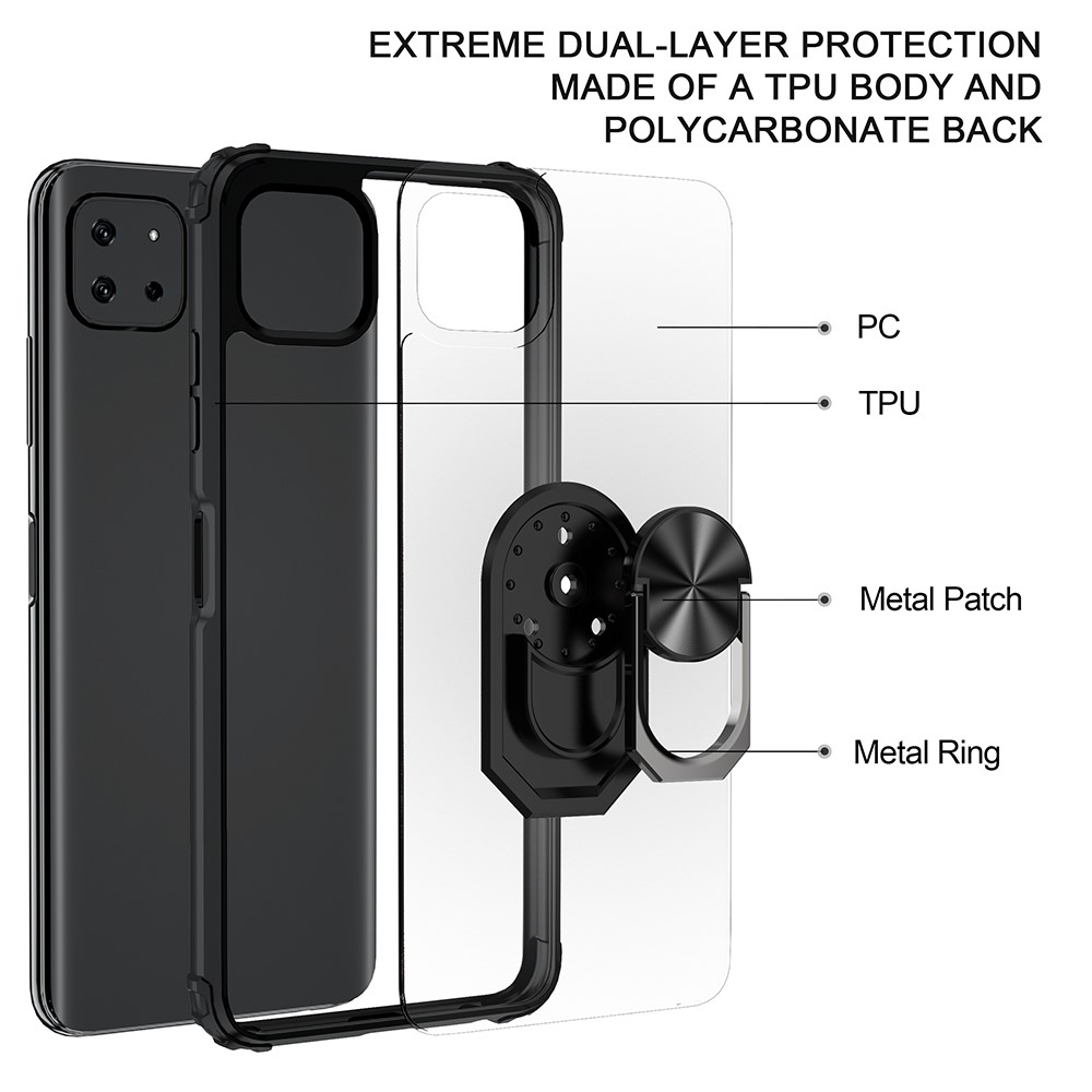 Samsung Galaxy A22 5G - Shockproof Hybrid Ring Skal - Svart