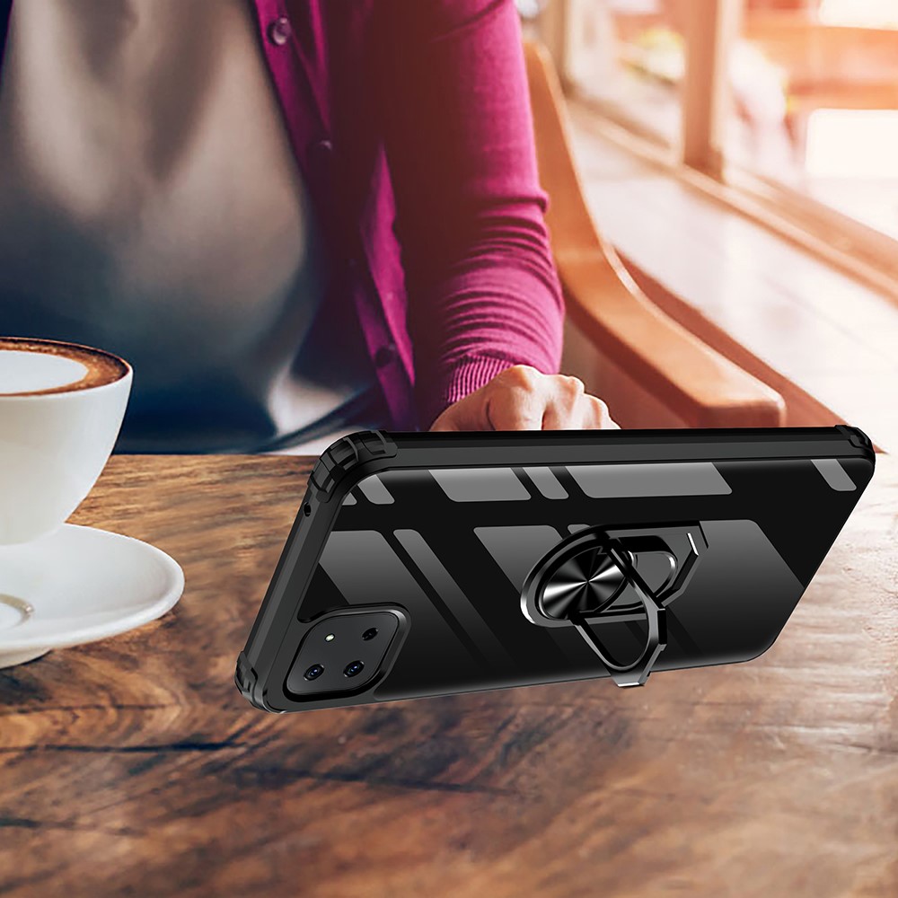  Samsung Galaxy A22 5G - Shockproof Hybrid Ring Skal - Svart