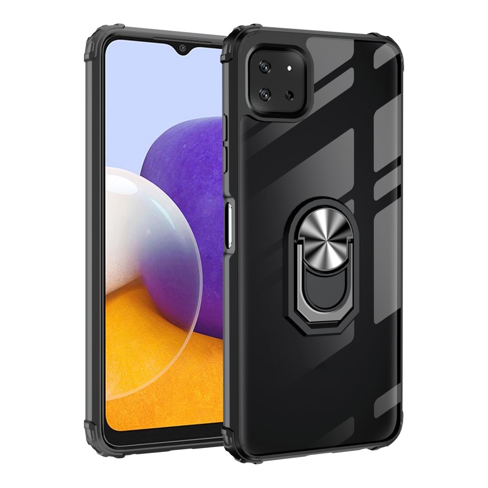  Samsung Galaxy A22 5G - Shockproof Hybrid Ring Skal - Svart/Silver