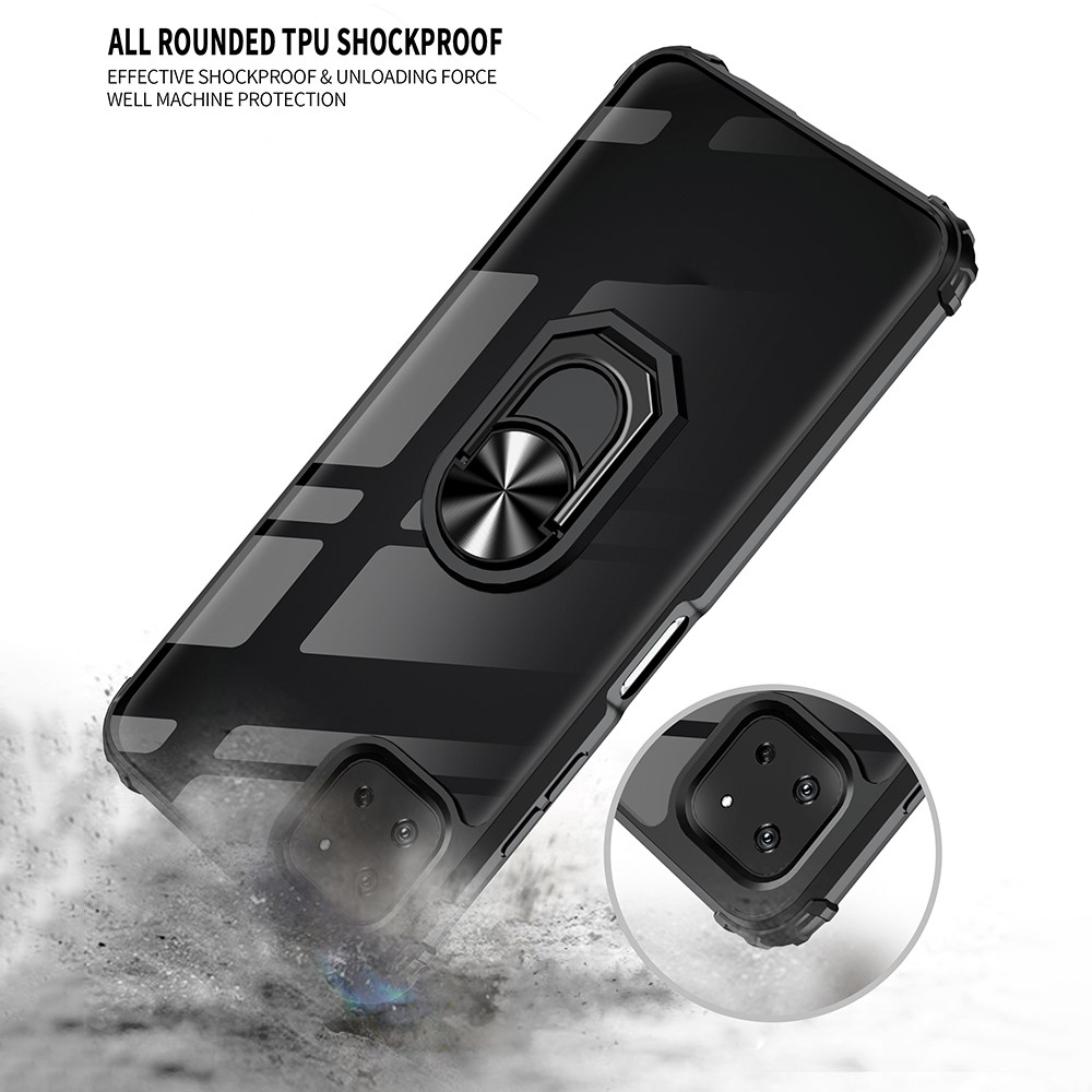  Samsung Galaxy A22 5G - Shockproof Hybrid Ring Skal - Svart/Silver