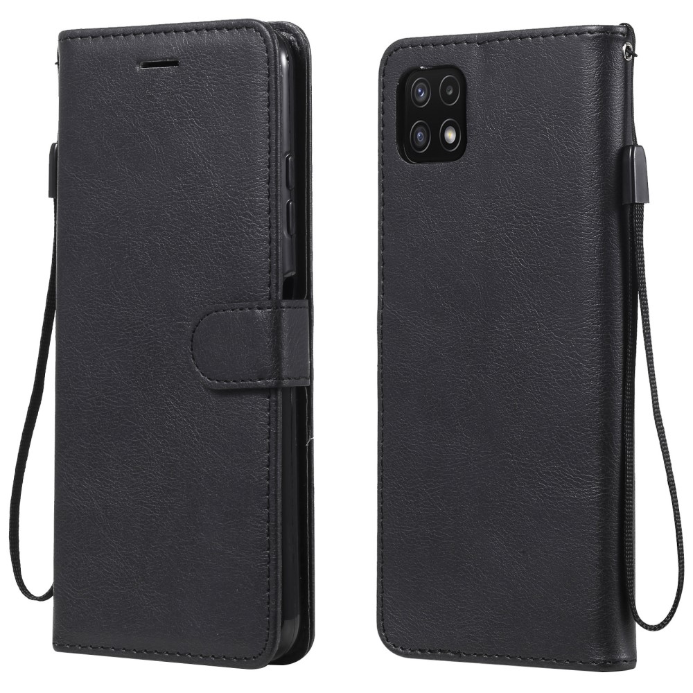  Samsung Galaxy A22 5G - Solid Läder Fodral - Svart
