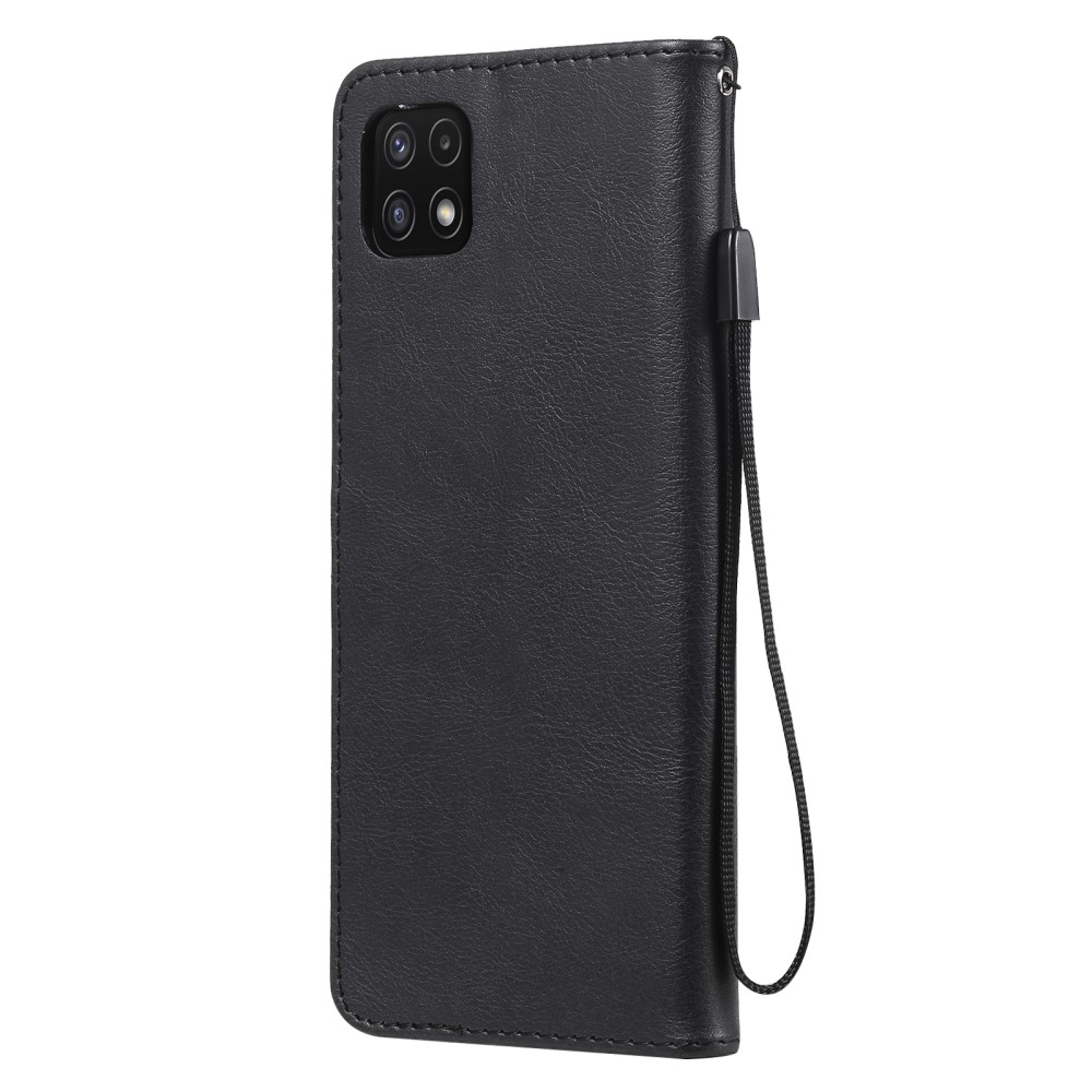  Samsung Galaxy A22 5G - Solid Läder Fodral - Svart