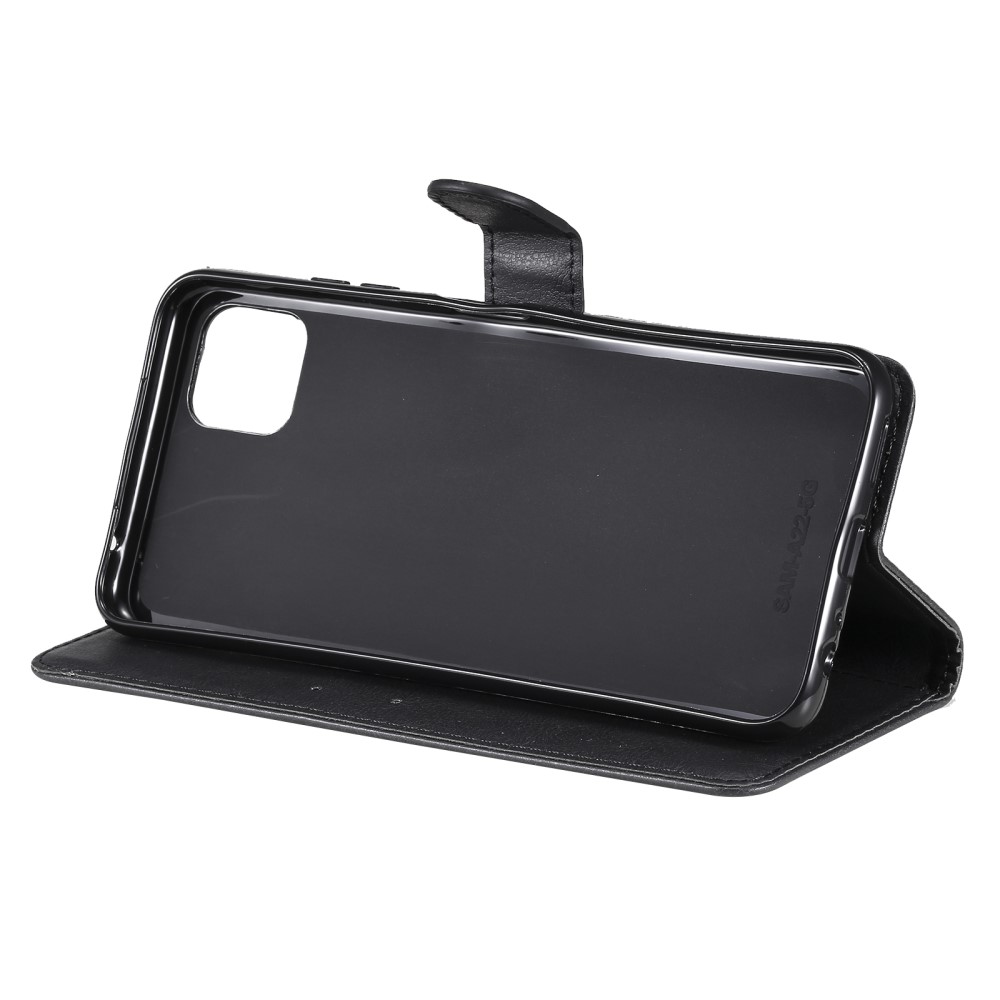  Samsung Galaxy A22 5G - Solid Läder Fodral - Svart