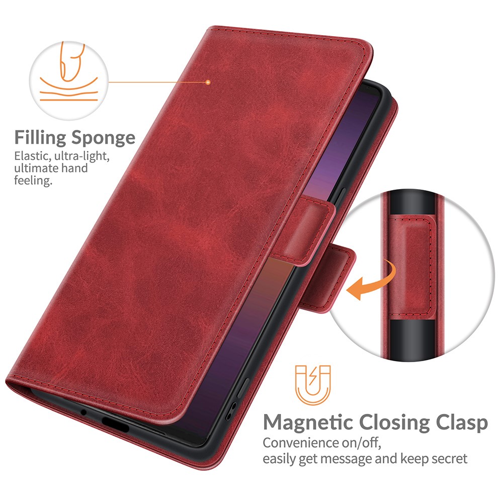  Sony Xperia 1 III - Fodral Med Magnetisk Stängning - Röd