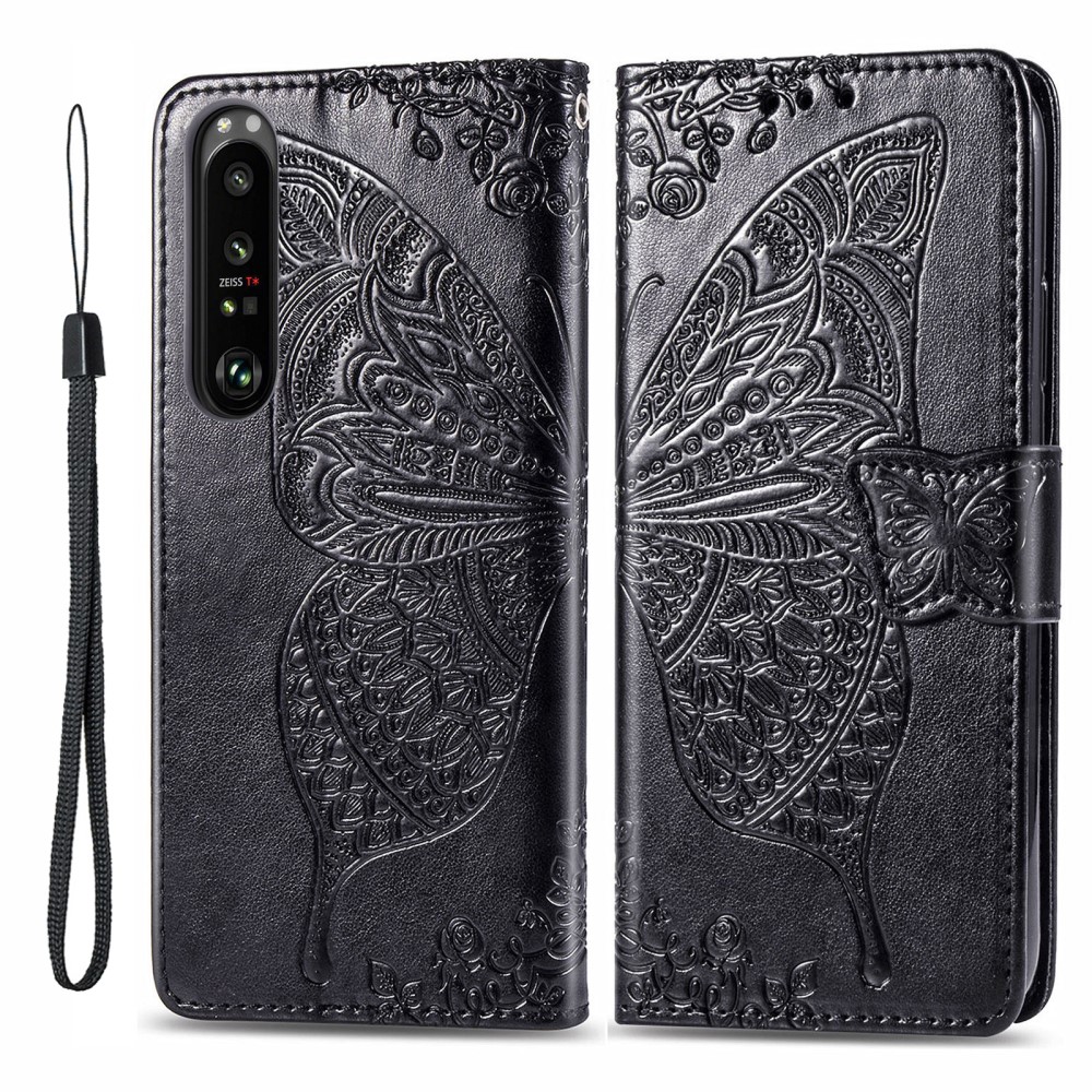  Sony Xperia 1 III - Butterfly Läder Fodral - Svart