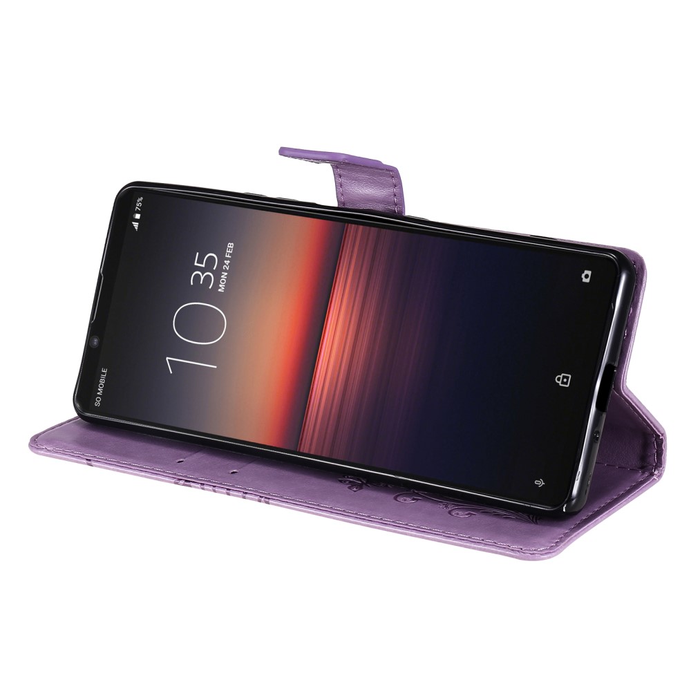  Sony Xperia 1 III - Butterfly Läder Fodral - Lila