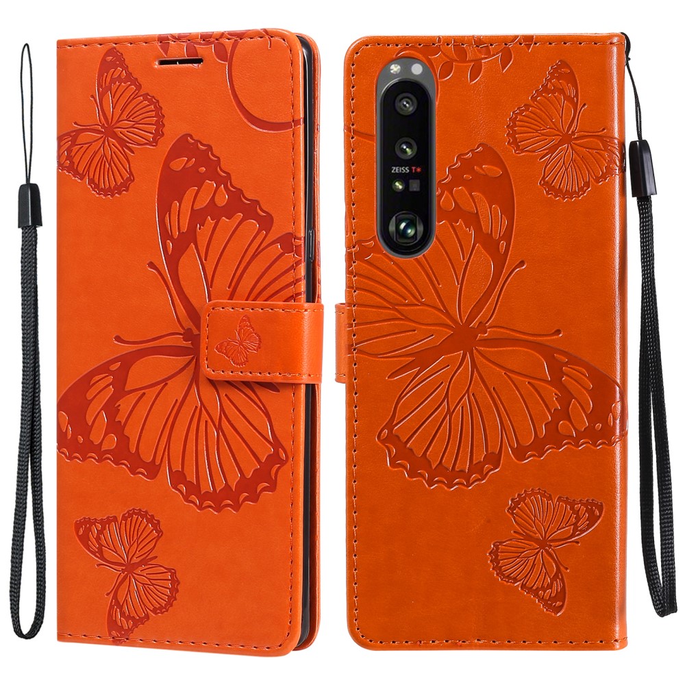  Sony Xperia 1 III - Butterfly Läder Fodral - Orange