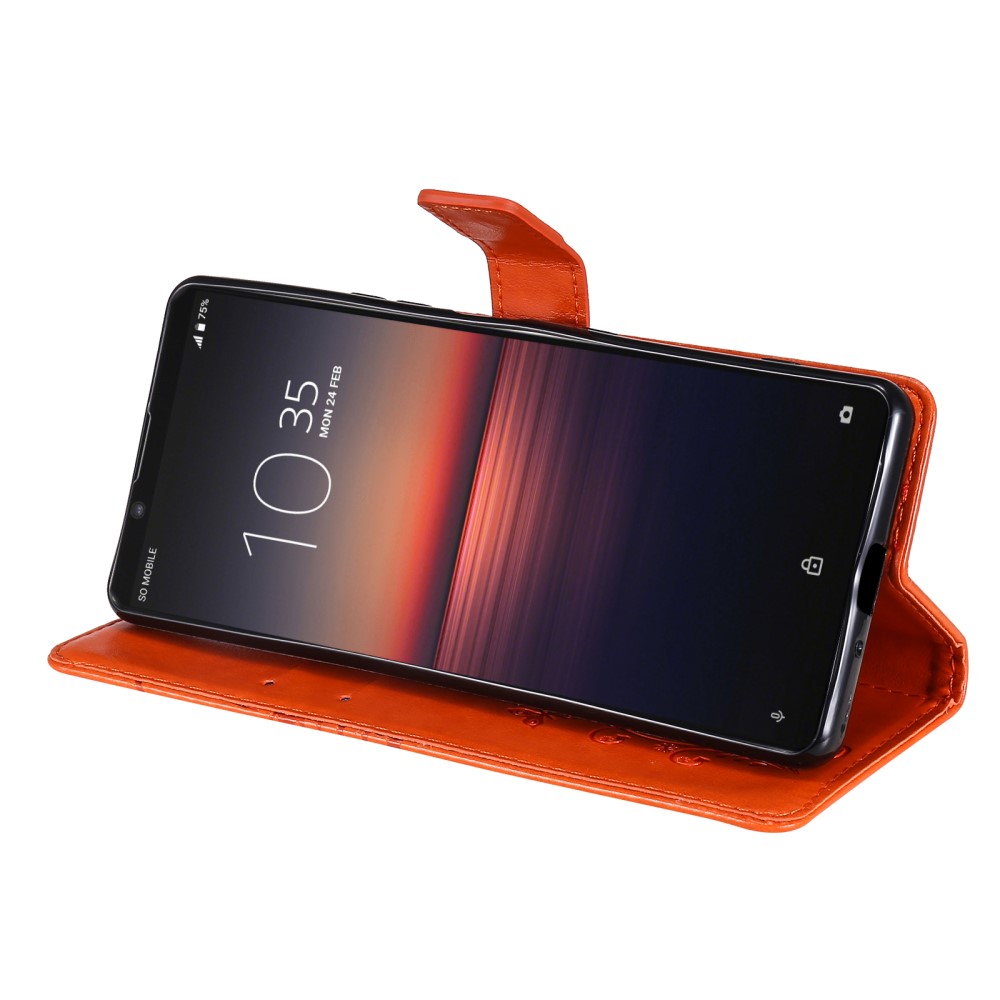  Sony Xperia 1 III - Butterfly Läder Fodral - Orange