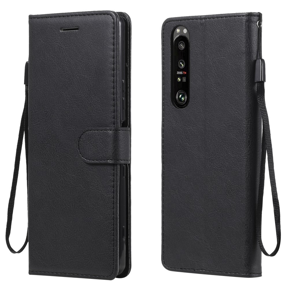  Sony Xperia 1 III - Solid Läder Fodral - Svart