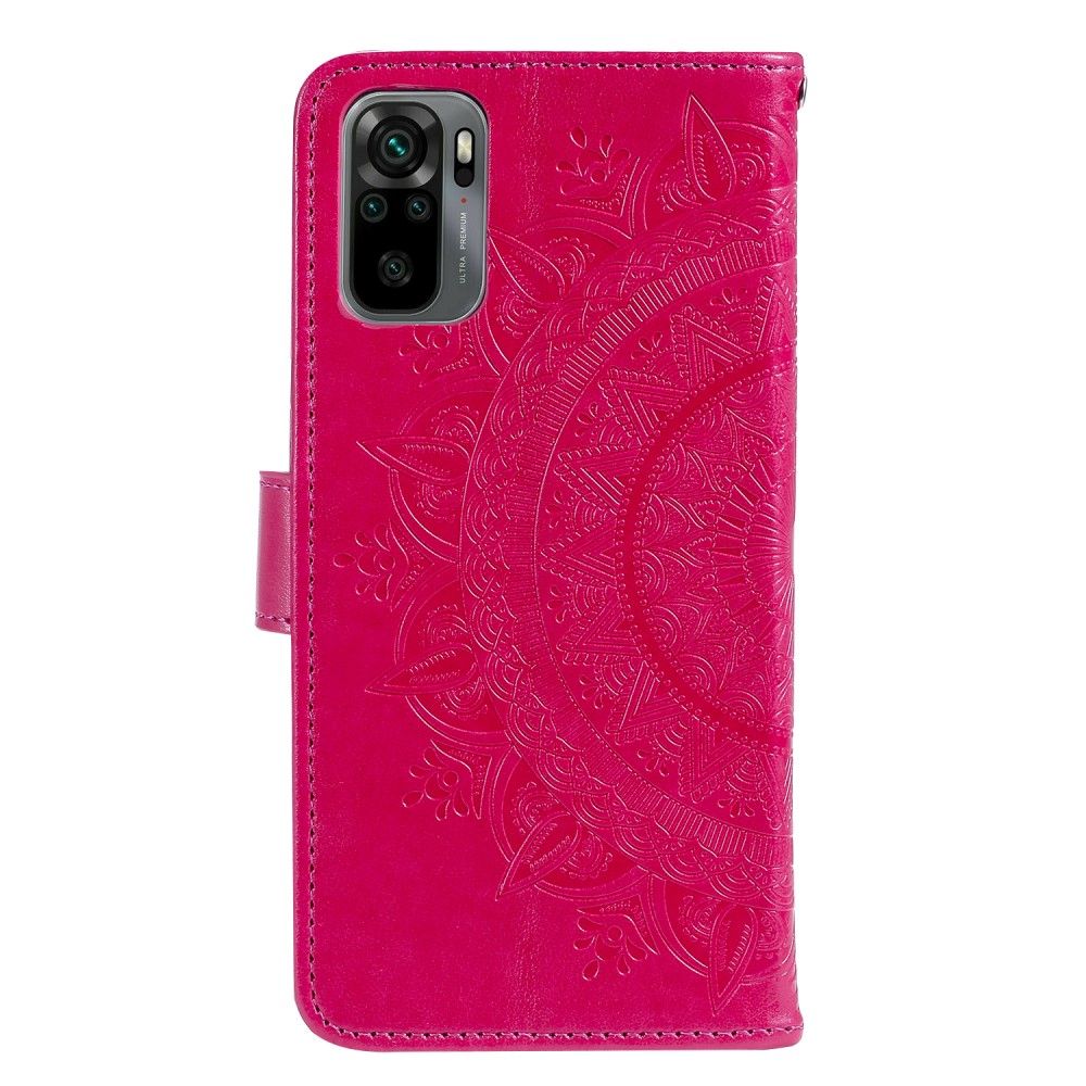  Xiaomi Redmi Note 10S - Mandala Läder Fodral - Röd