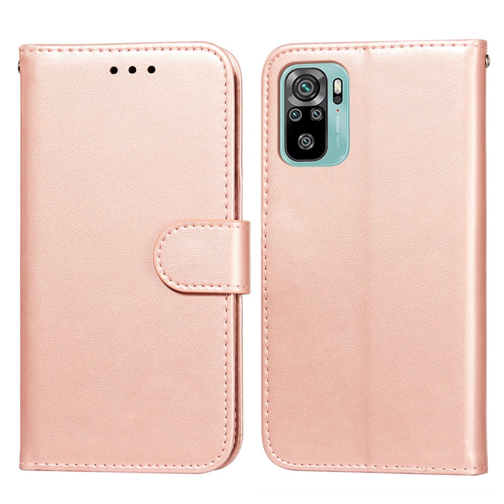  Xiaomi Redmi Note 10S - Solid Läder Fodral - Roséguld