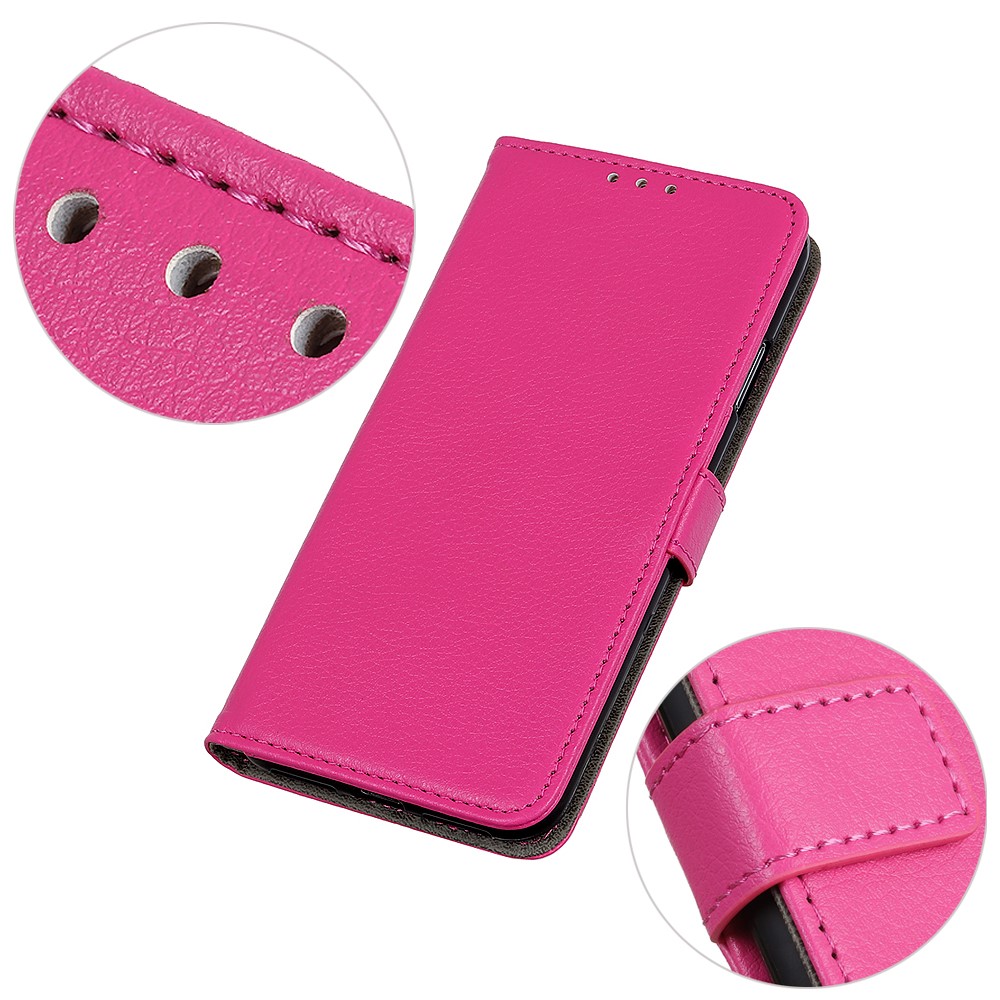  Xiaomi Redmi Note 10S - Litchi Läder Fodral - Rosa