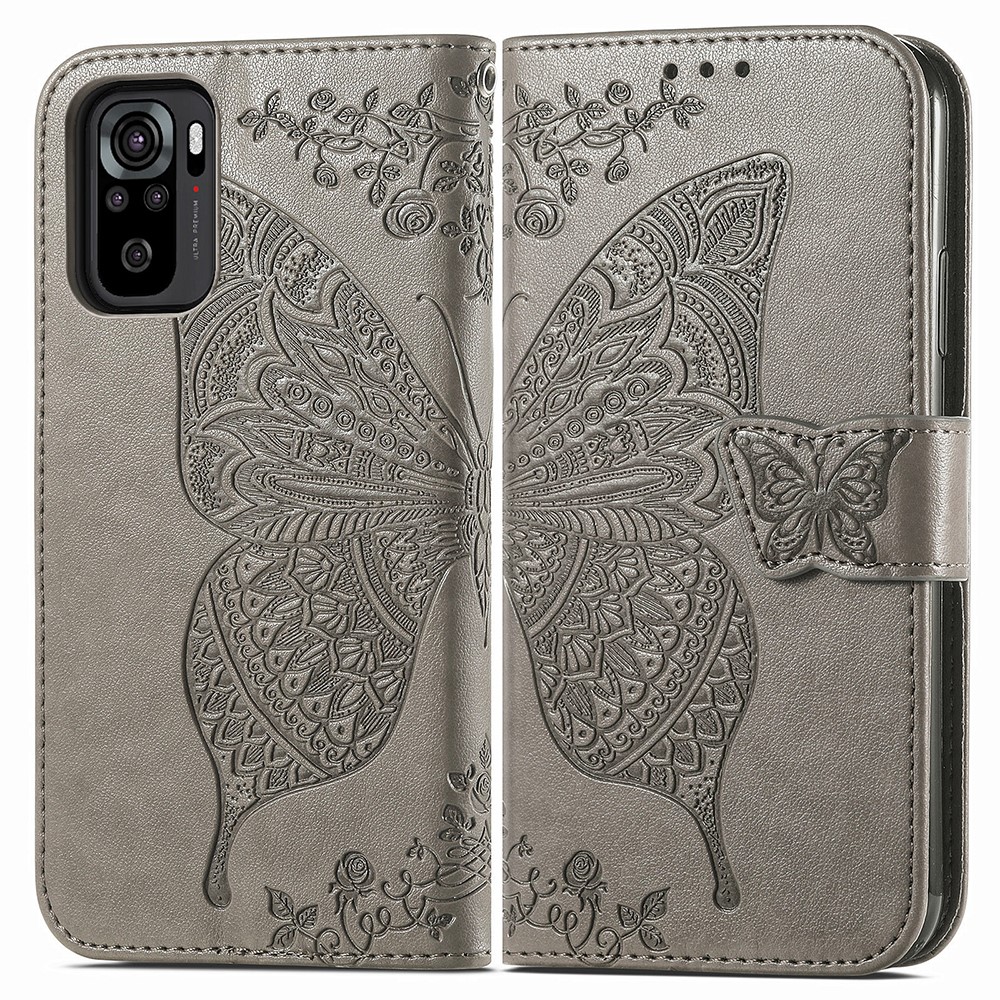 Xiaomi Redmi Note 10S - Flower Läder Fodral - Grå