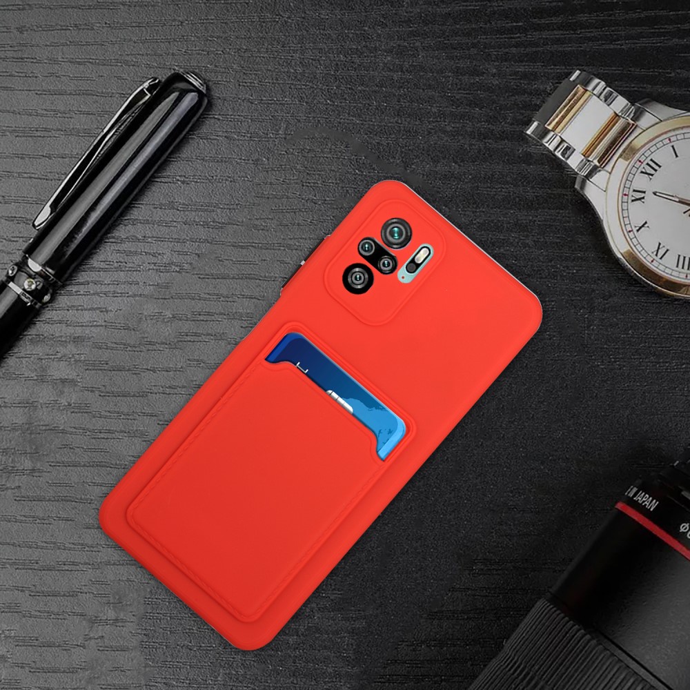  Xiaomi Redmi Note 10S - TPU Skal Med Kortfack - Röd