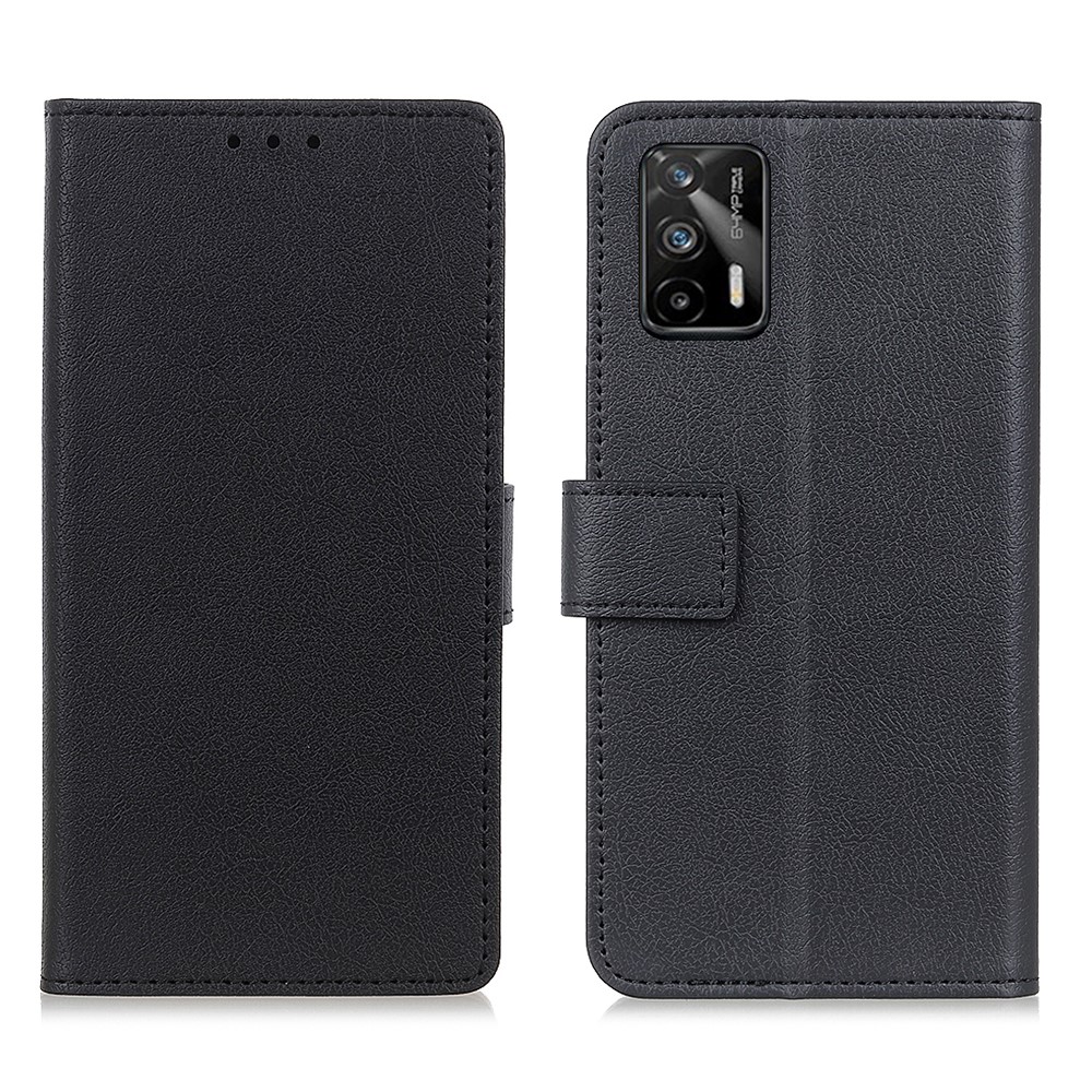  Realme GT 5G - Solid Läder Fodral - Svart