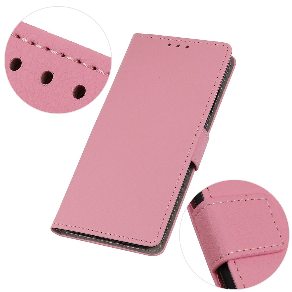  Realme GT 5G - Solid Läder Fodral - Rosa