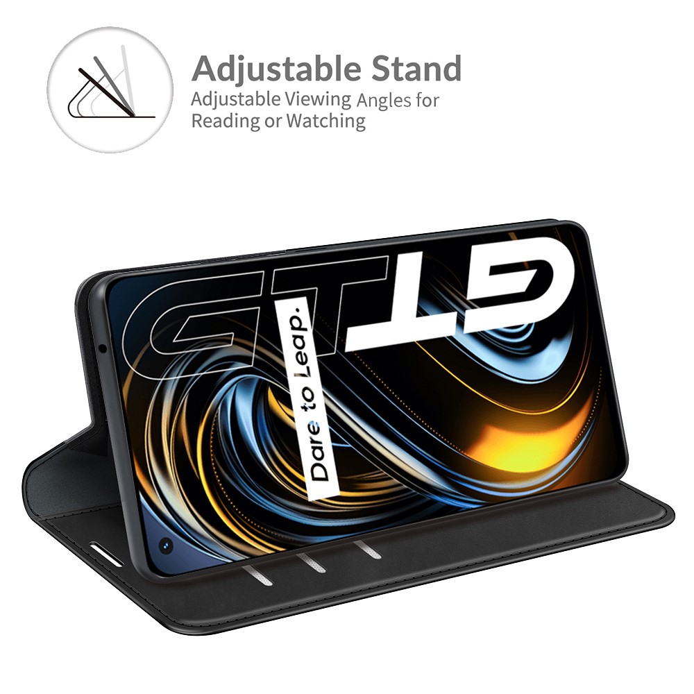  Realme GT 5G - Läder Flip Fodral - Svart
