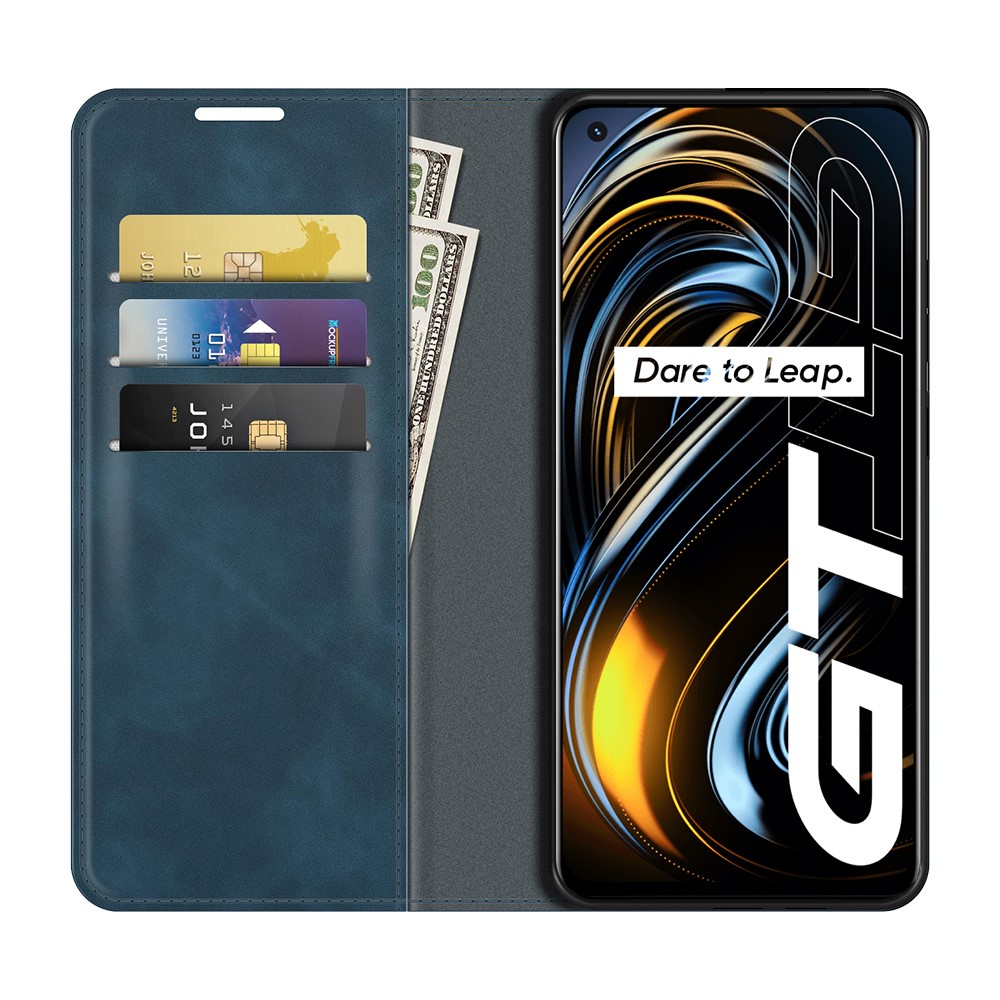  Realme GT 5G - Läder Flip Fodral - Blå